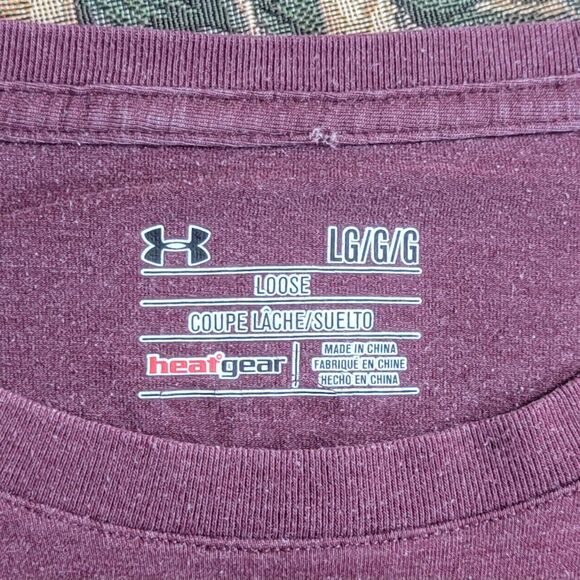 Under Armour T-Shirt Mens Large Maroon Wounded Warrior Project 3/4 Sleeve Loose - Picture 12 of 14